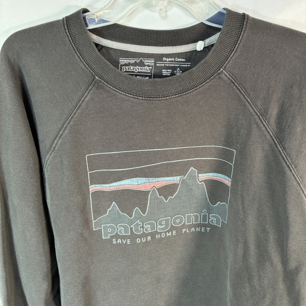 Patagonia '73 Skyline Organic Crew Sweatshirt Mens Large Black Crewneck Graphic - Picture 7 of 14